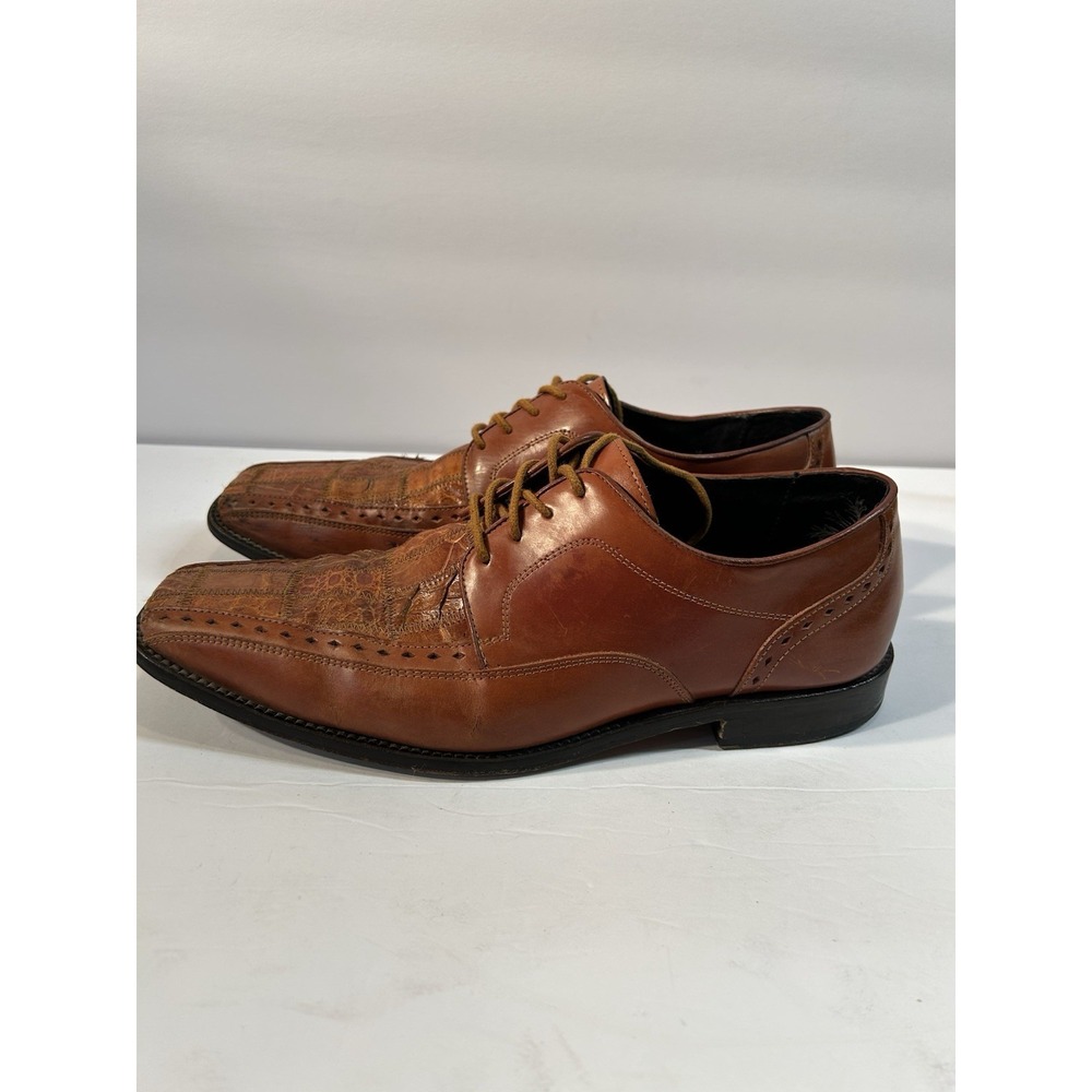 Stacy Adams Mens Dress Shoes Derby Square Toe Caramel Leather Size 9.5 M